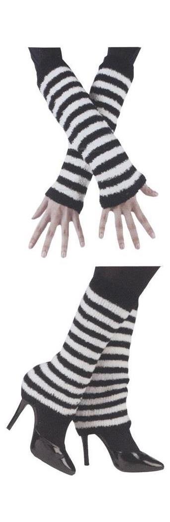 Fun World/Holiday Times Women's Fuzzy Arm And Leg Warmers Black White - Standard