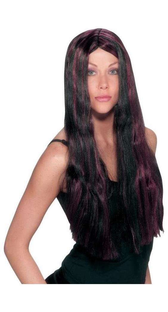 Fun World/Holiday Times Women's Black With Burgundy Striped Witch Wig - Standard