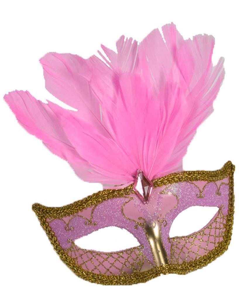 Fun World/Holiday Times Men's Carnival Mask Accent Pink/Gold - Standard for Mardi Gras
