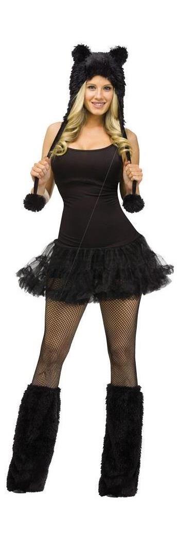 Fun World/Holiday Times Women's Animal Hoodie Adult Black Cat Costume - Standard