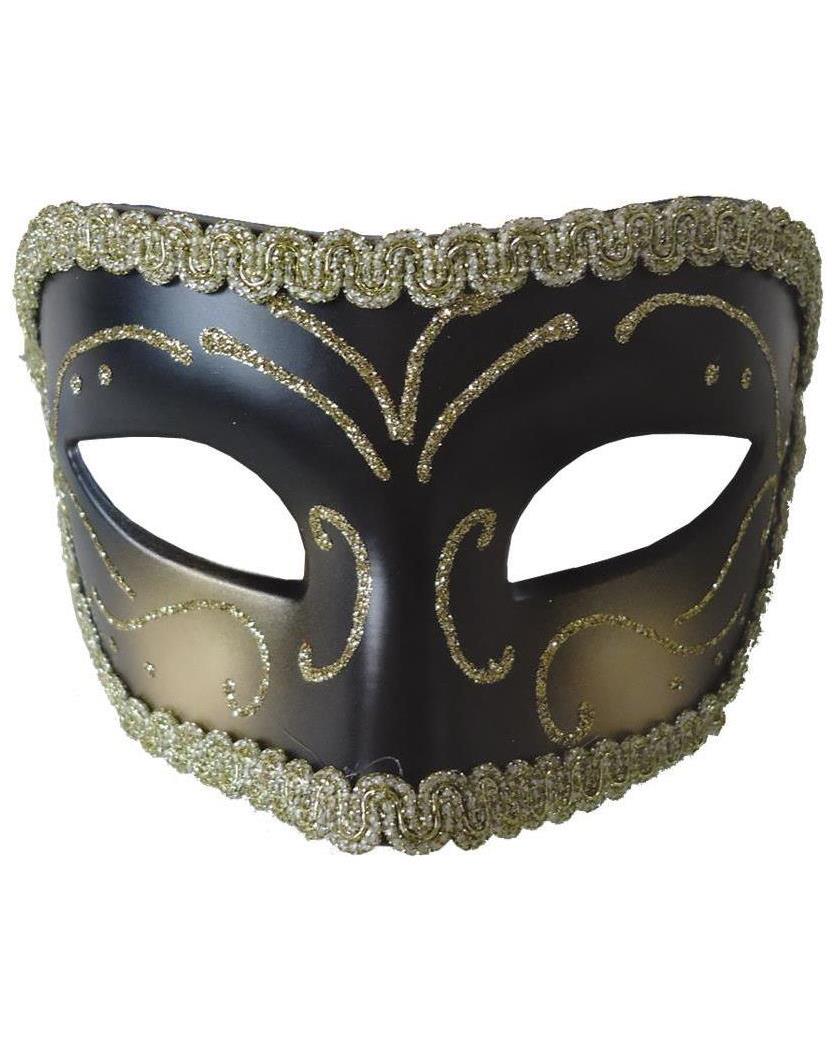 Seasonal Visions International Men's Medieval Opera Gold Black Mask - Standard