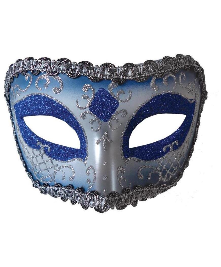 Seasonal Visions International Men's Blue Silver Medieval Opera Mask - Standard