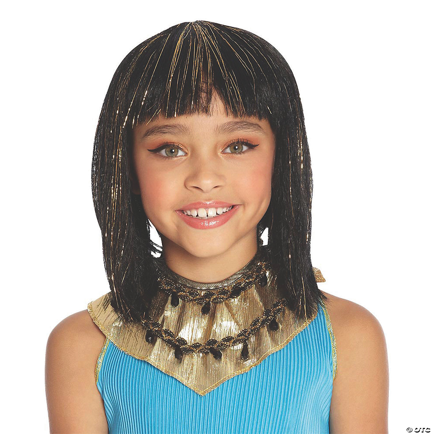 Seasonal Visions International Women's Cleo Child Wig Black With Gold - Standard