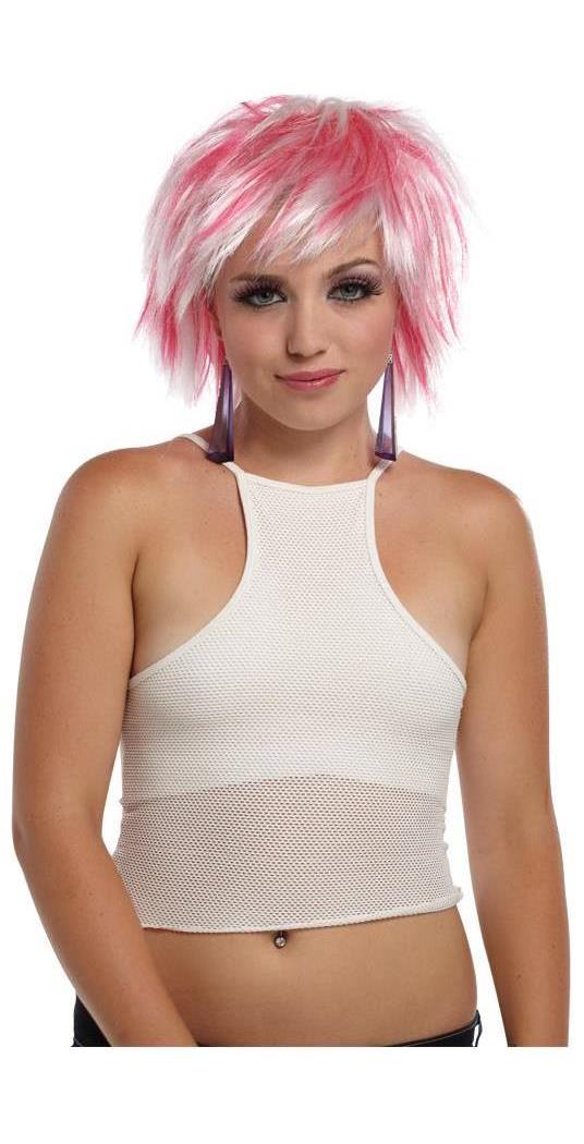 Seasonal Visions International Women's Punky Pixie White-Hot Pink Wig - Standard