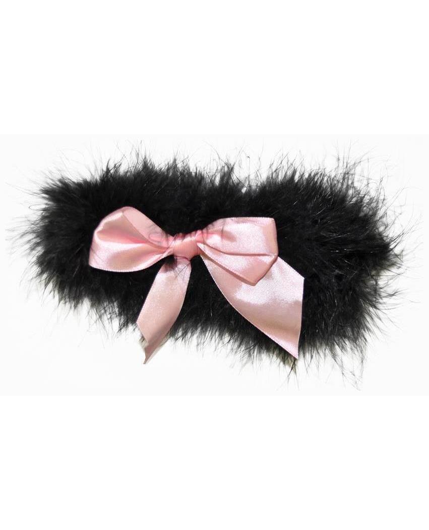 Leg Avenue Women's Garter Marabou With Bow Black Pink - Standard