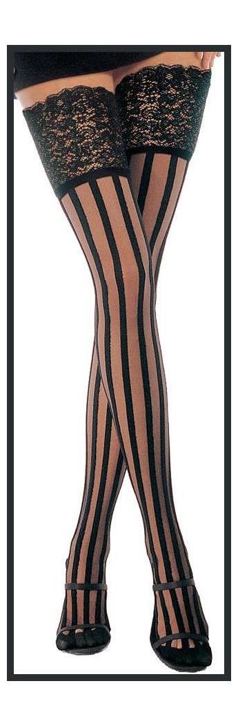 Leg Avenue Women's Sheer Opaque Black Striped Stocking - Standard