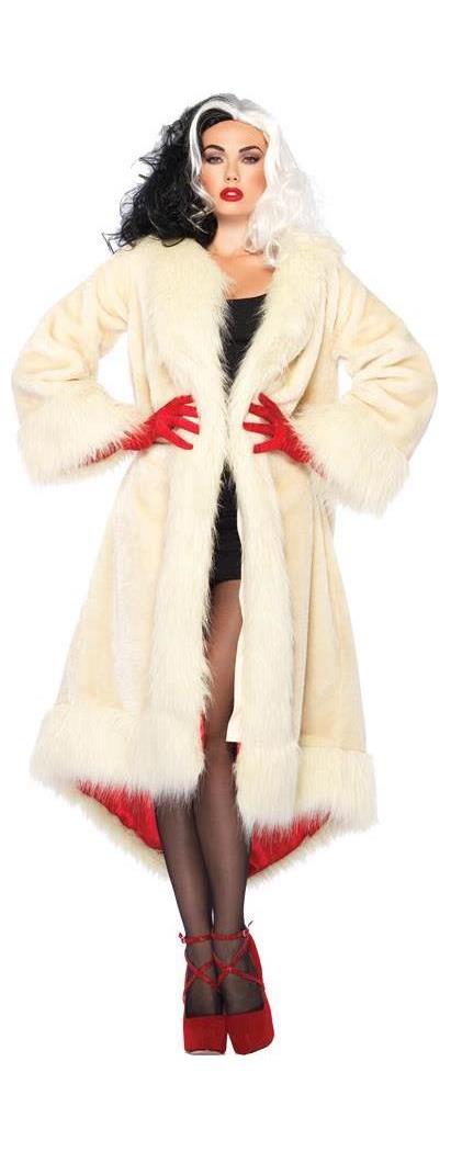 Leg Avenue Women's Cruella Coat Satin Lined Adult Costume - 10-14