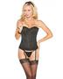 Lace and Satin Corset w/Removable Garters and G-String Black