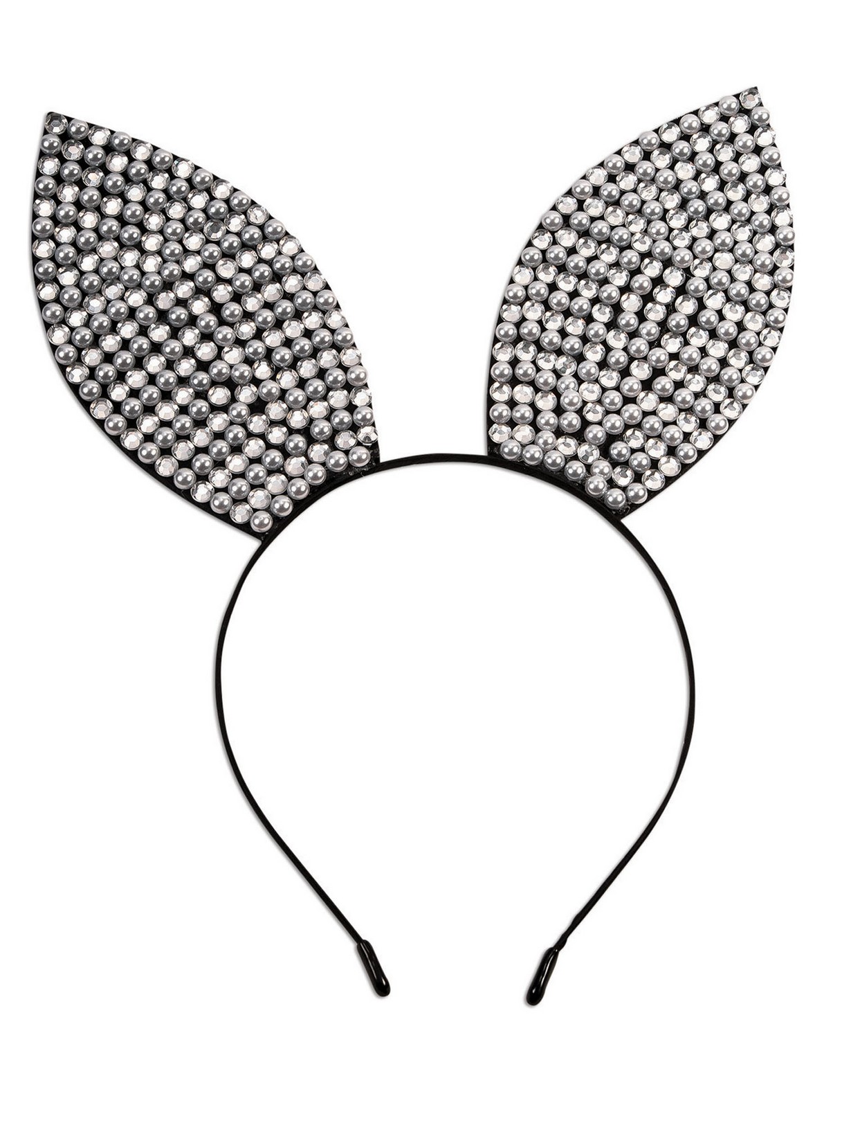 Rhinestone And Pearl Bunny Ears Headband 5559