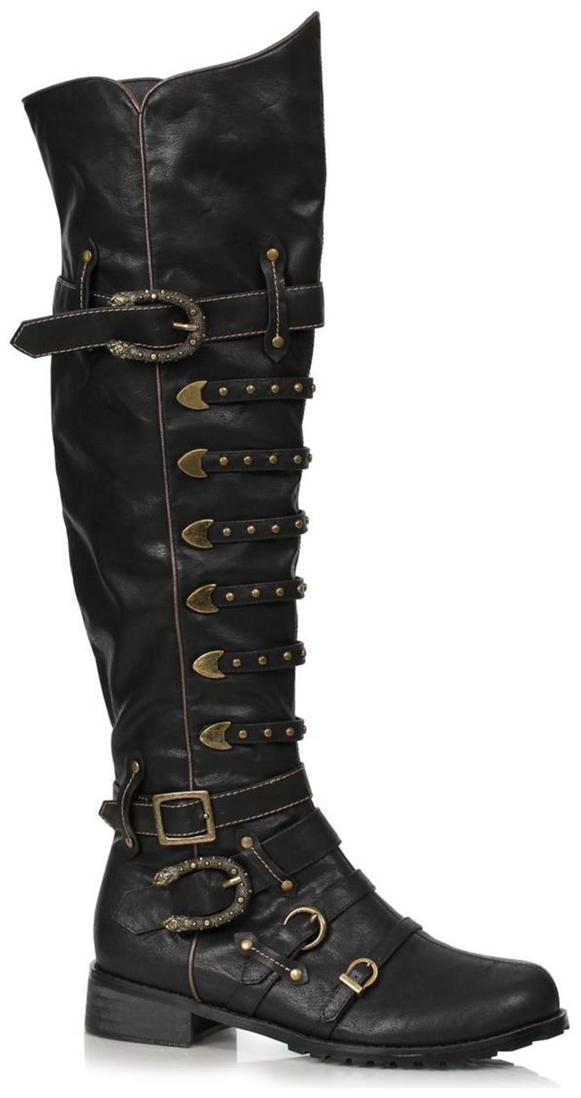 Mens Wilbur Black Pirate Boots - SpicyLegs.com