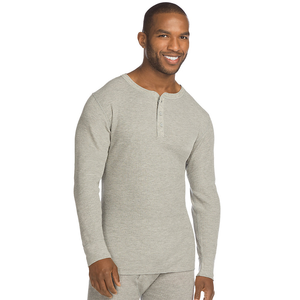 Hanes X Temp Mens Organic Cotton Thermal Henley