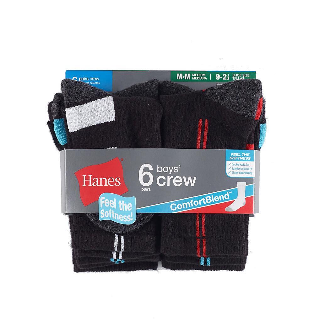 Hanes Boys' Crew ComfortBlend Assorted Socks 6-Pack - SpicyLegs.com