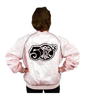 Pink Satin 50s Rock N Roll Jacket Adult Costume