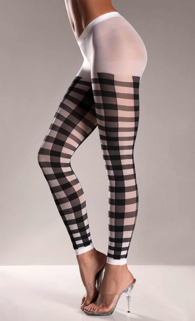 Black Lattice Work Pattern On White Nylon Footless